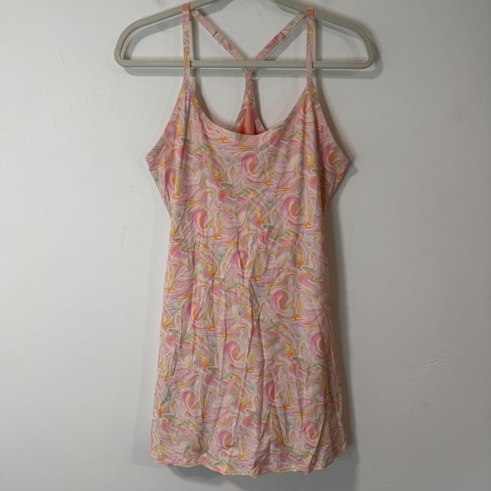 Outdoor Voices Womens Exercise Dress M Pink Marble Built-in‎ Shorts Racerback
